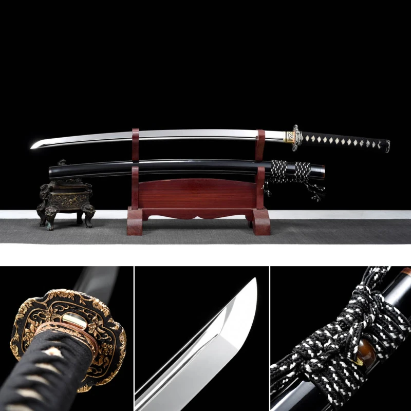 Handmade gold and silver generals katana,Japanese samurai sword,Real Katana,High-performance spring steel
