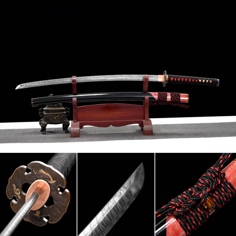 Handmade Cloud Dragon Katana,Japanese samurai sword,Real Katana,High-performance Hundred Steelmaking Pattern Steel