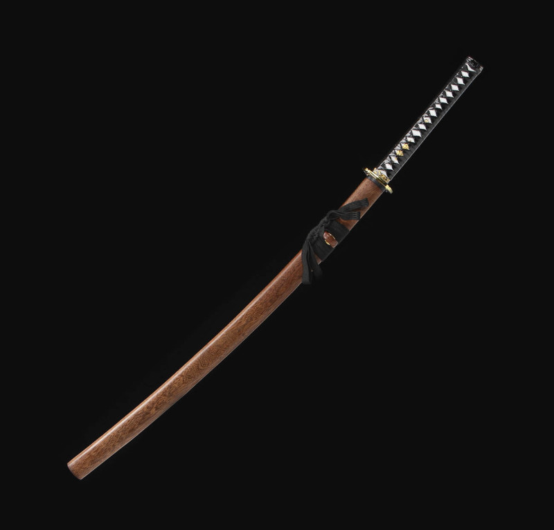 Handmade Fine Rosewood Katana,Japanese samurai sword,Real Katana,High-performance pattern steel,earth burning blade