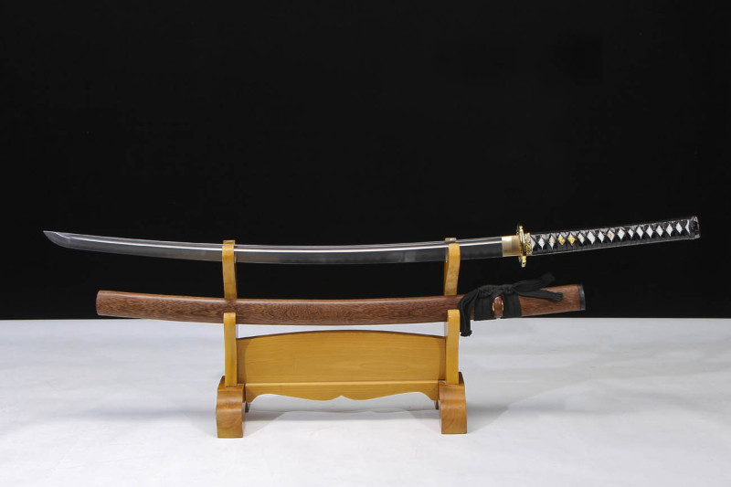 Handmade Fine Rosewood Katana,Japanese samurai sword,Real Katana,High-performance pattern steel,earth burning blade