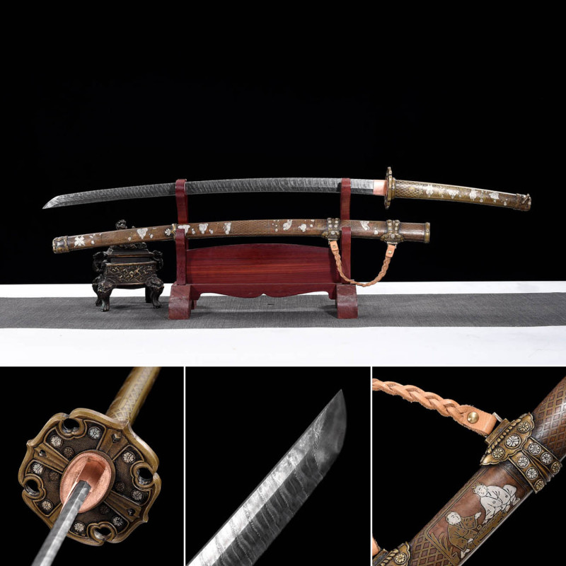 Handmade Taizong Tachi,Japanese samurai sword,Real Tachi,High-performance Hundred Steelmaking Pattern Steel