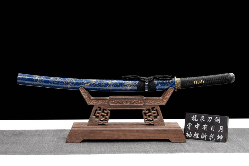 Handmade Blue Brushed Wakizashi,Japanese samurai sword,Real Wakizashi,High performance carbon steel