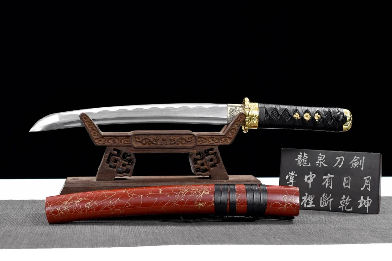 Handmade Red Brushed Tanto,Japanese samurai sword,Real Tanto,Short Katana,High performance carbon steel