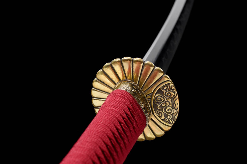 Handmade Red Fish Skin Katana,Japanese samurai sword,Real Katana,Hundred Steelmaking Pattern Steel