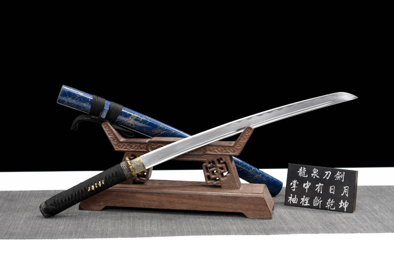 Handmade Blue Brushed Wakizashi,Japanese samurai sword,Real Wakizashi,High performance carbon steel