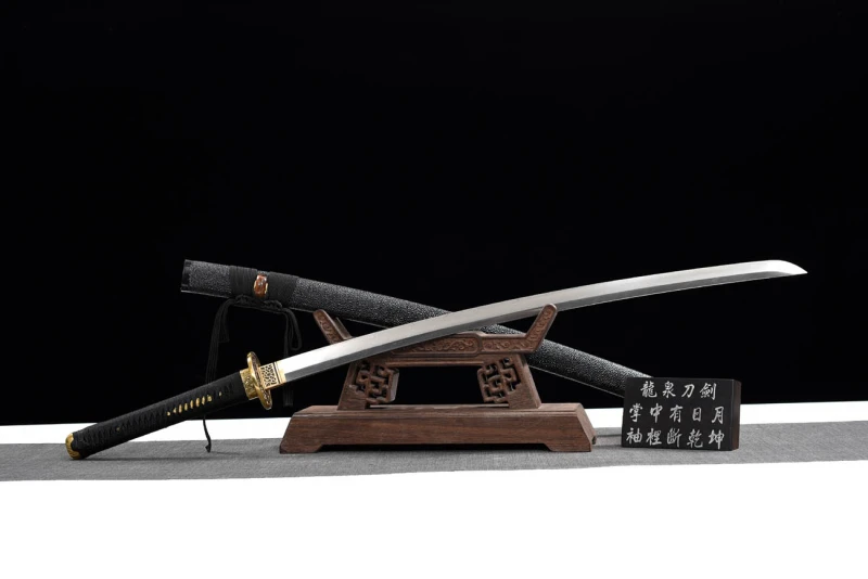 Handmade Black Fish Skin Katana,Japanese samurai sword,Real Katana,Hundred Steelmaking Pattern Steel