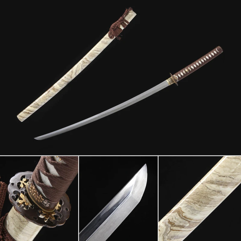 Handmade Fine Painted Katana,Japanese samurai sword,Real Katana,High performance T10 steel,earth burning blade