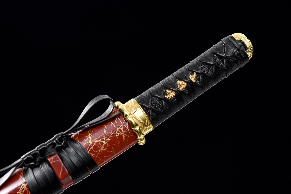 Handmade Red Brushed Tanto,Japanese samurai sword,Real Tanto,Short Katana,High performance carbon steel