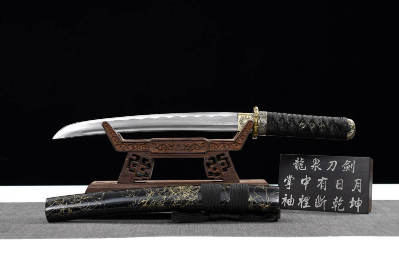 Handmade Black Brushed Tanto,Japanese samurai sword,Real Tanto,Short Katana,High performance carbon steel