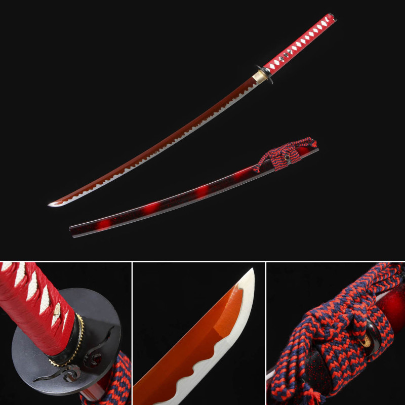 Handmade Red Shadow Katana,Japanese samurai sword,Real Katana,High-performance manganese steel