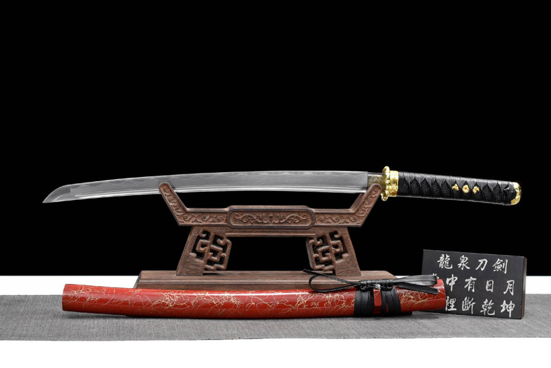 Handmade Red Brushed Wakizashi,Japanese samurai sword,Real Wakizashi,High performance carbon steel