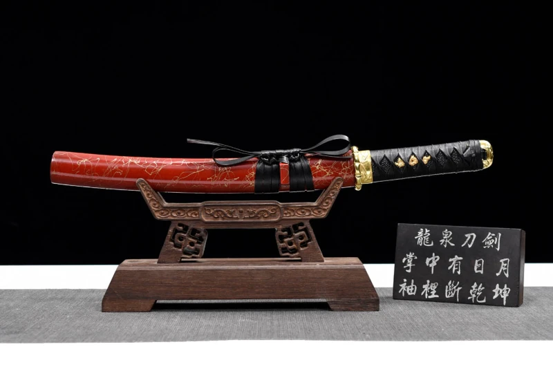 Handmade Red Brushed Tanto,Japanese samurai sword,Real Tanto,Short Katana,High performance carbon steel