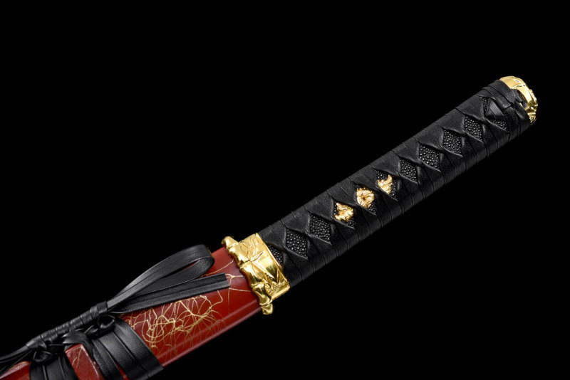 Handmade Red Brushed Wakizashi,Japanese samurai sword,Real Wakizashi,High performance carbon steel