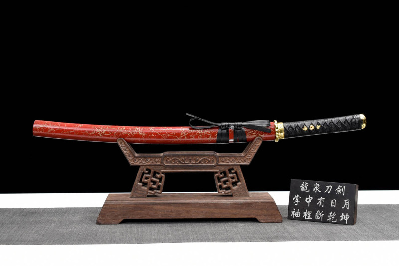 Handmade Red Brushed Wakizashi,Japanese samurai sword,Real Wakizashi,High performance carbon steel