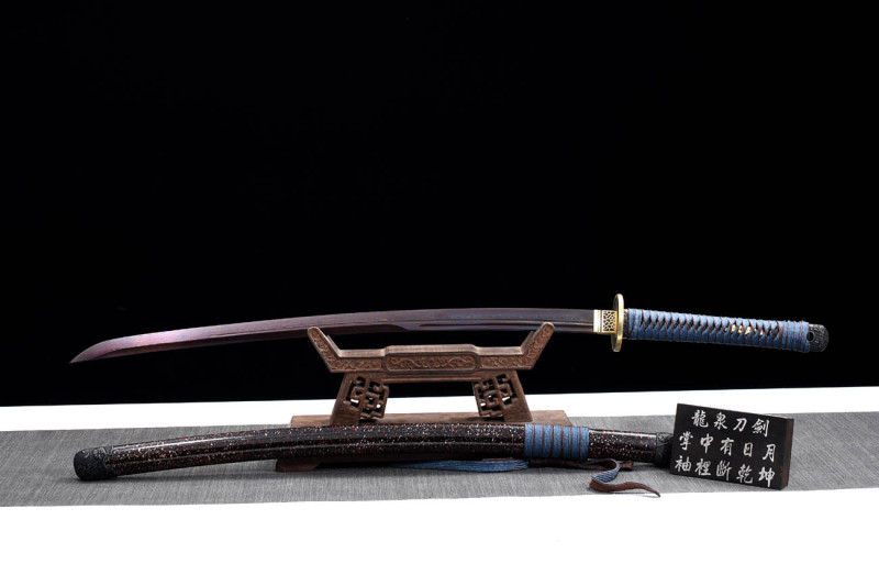 Handmade Dai Blue Katana,Japanese samurai sword,Real Katana,608 Hundred Steelmaking Pattern Steel