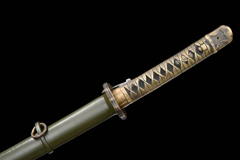 Handmade ArmyGreen Tachi,98 Japanese Saber,Japanese samurai sword,Real Tachi,High-performance spring steel