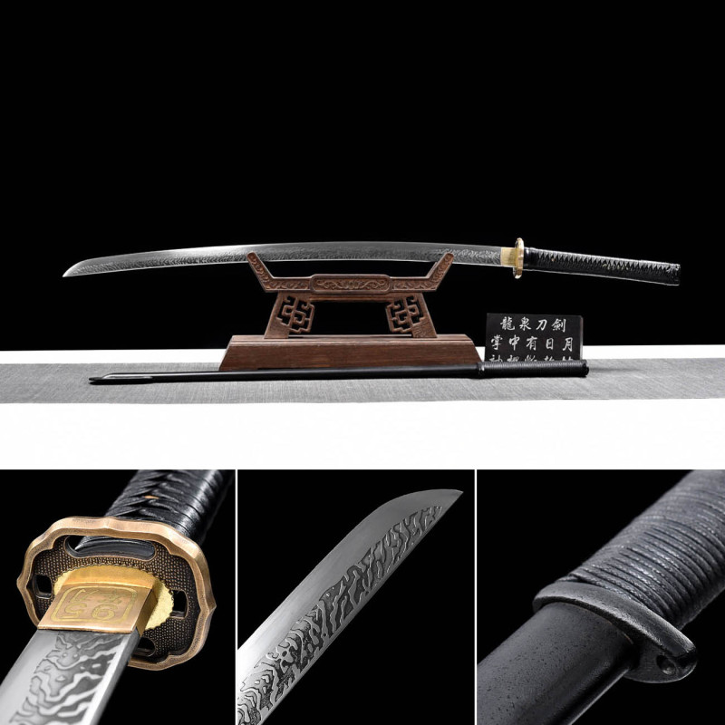 Handmade Black Tachi,95 Japanese Sabre,Japanese samurai sword,Real Tachi,High-performance spring steel