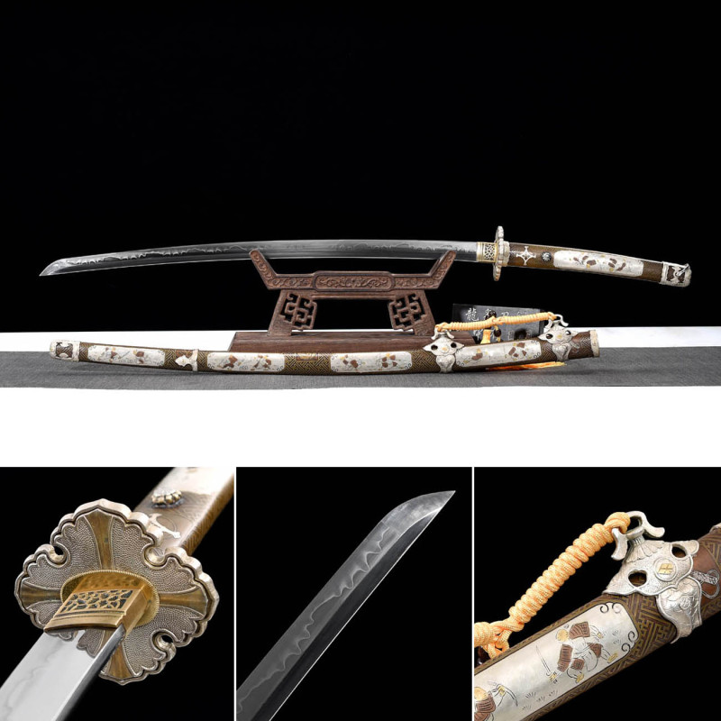 Handmade Fine Cold Flame Tachi,Japanese samurai sword,Real Tachi,High performance T10 steel,earth burning blade