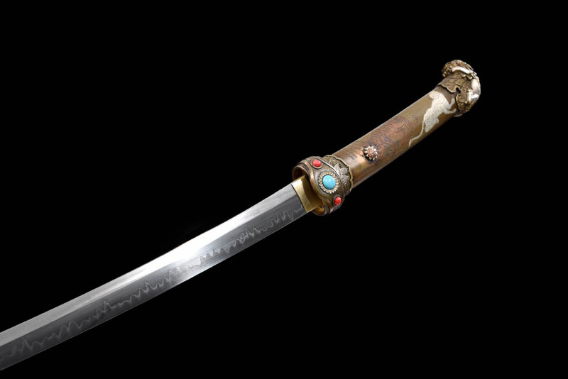 Handmade Lion Flame Tachi,Japanese samurai sword,Real Tachi,High-performance T10 steel,earth burning blade