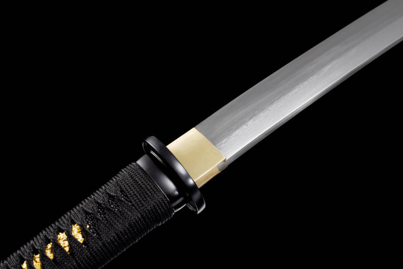 Handmade Black Gold Wakizashi,Japanese samurai sword,Real Wakizashi,608 Hundred Steelmaking Pattern Steel