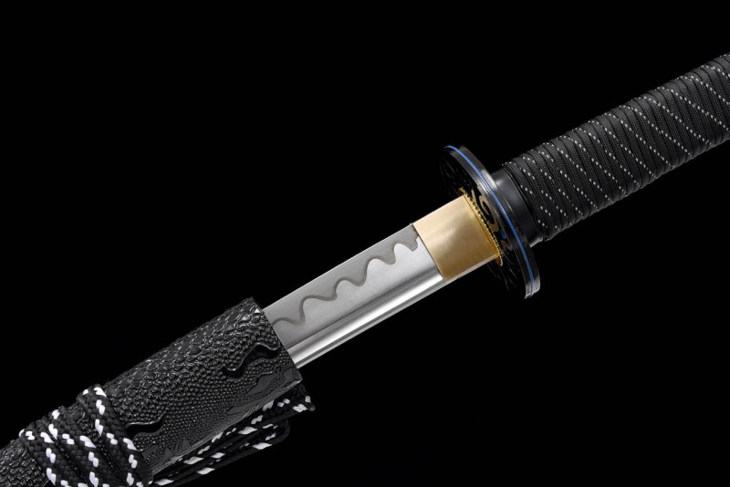 Handmade Black Wave Katana,Japanese samurai sword,Real Katana,High-performance manganese steel