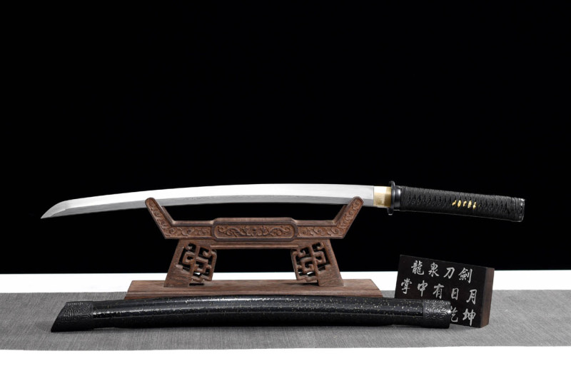 Handmade Black Gold Wakizashi,Japanese samurai sword,Real Wakizashi,608 Hundred Steelmaking Pattern Steel