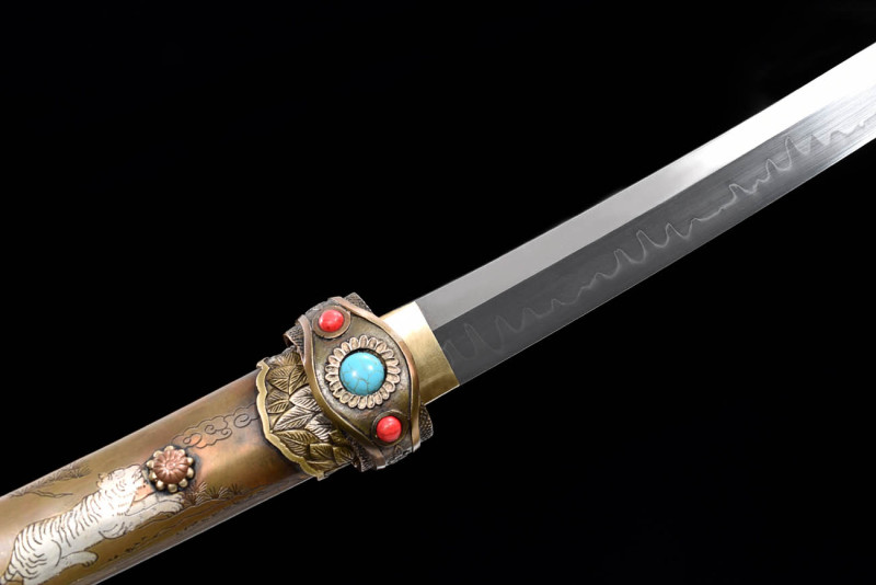 Handmade Lion Flame Tachi,Japanese samurai sword,Real Tachi,High-performance T10 steel,earth burning blade