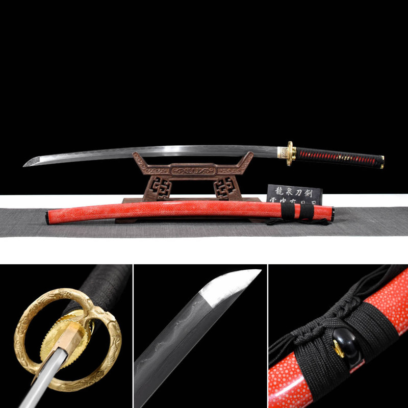 Handmade Lone Star Katana,Japanese samurai sword,Real Katana,Hundred Steelmaking Pattern Steel,earth burning blade