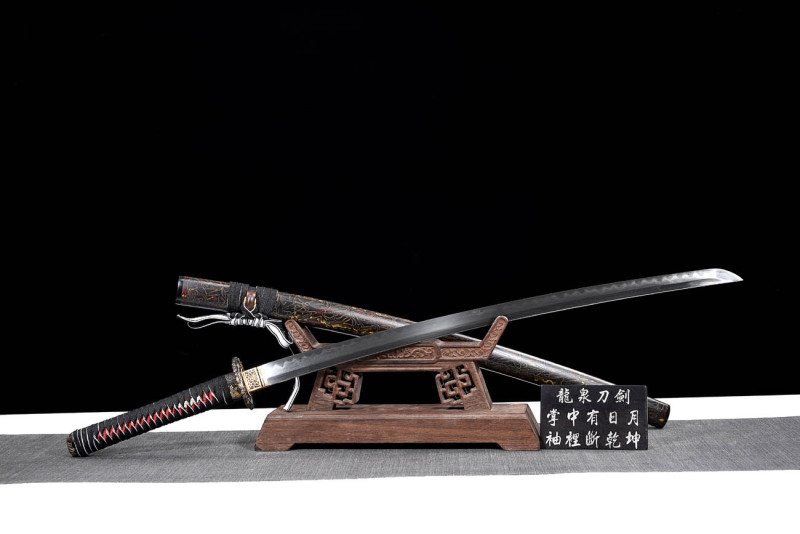 Handmade Fine Anti-dragon Katana,Japanese samurai sword,Real Katana,High-performance pattern steel,earth burning blade