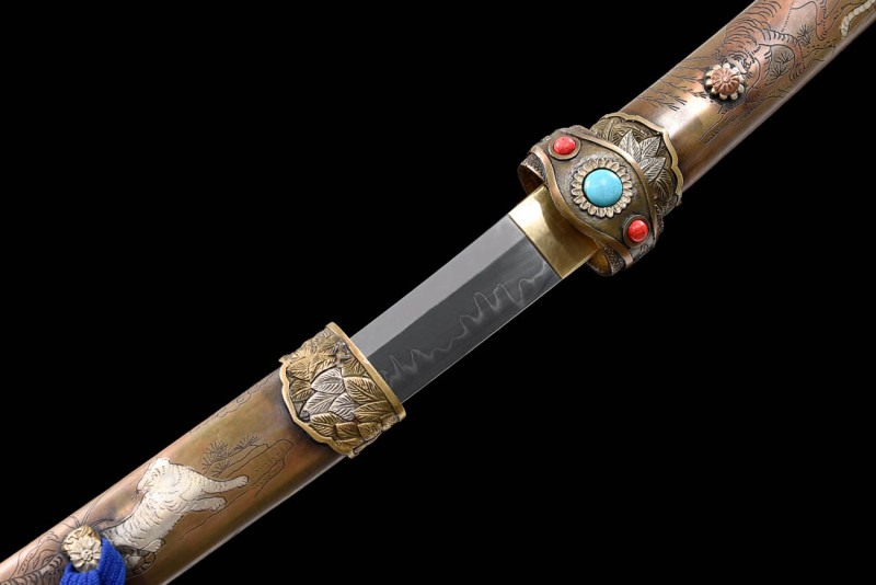 Handmade Lion Flame Tachi,Japanese samurai sword,Real Tachi,High-performance T10 steel,earth burning blade