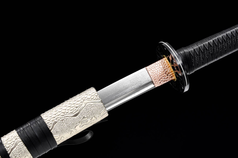 Handmade Silver Feather Katana,Japanese samurai sword,Real Katana,High-performance Hundred Steelmaking Pattern Steel