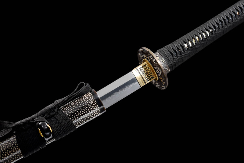 Handmade Silver Wave Katana,Japanese samurai sword,Real Katana,High-performance T10 steel,earth burning blade