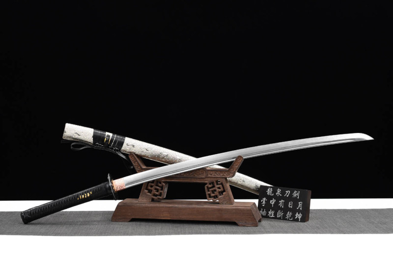 Handmade Silver Feather Katana,Japanese samurai sword,Real Katana,High-performance Hundred Steelmaking Pattern Steel