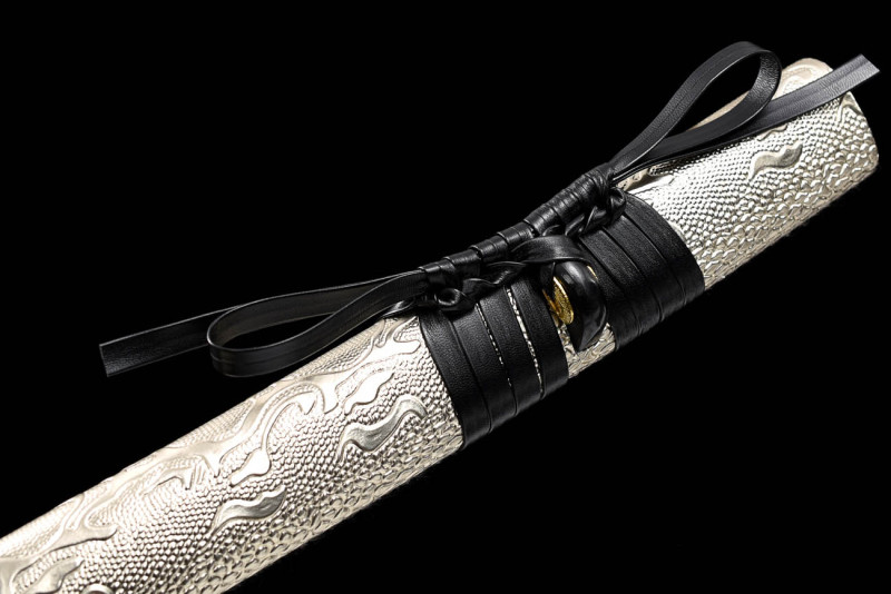 Handmade Silver Feather Katana,Japanese samurai sword,Real Katana,High-performance Hundred Steelmaking Pattern Steel