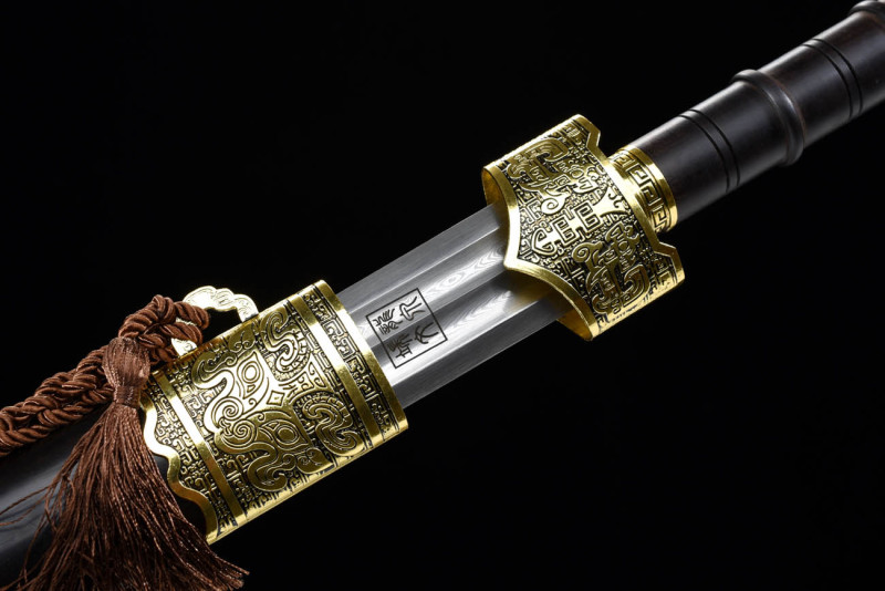 Handmade Golden Dragon Yue Sword,Real Sword,Chinese sword,Hundred Steelmaking Pattern Steel