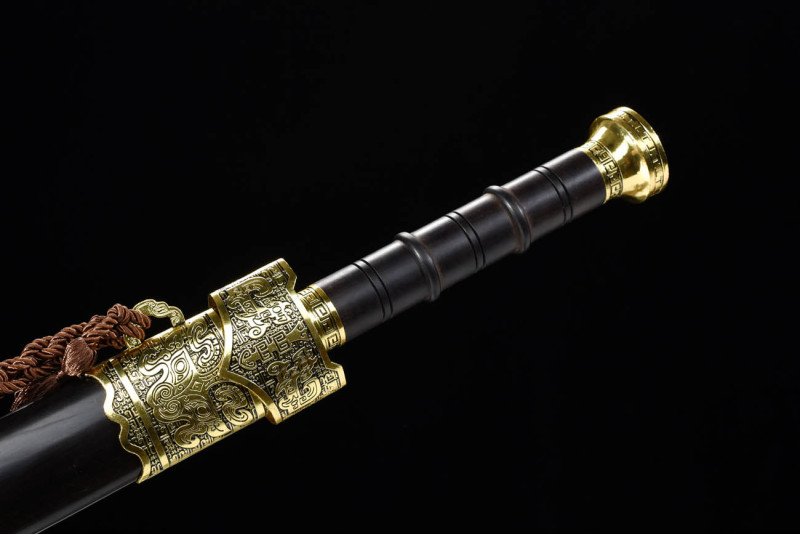 Handmade Golden Dragon Yue Sword,Real Sword,Chinese sword,Hundred Steelmaking Pattern Steel