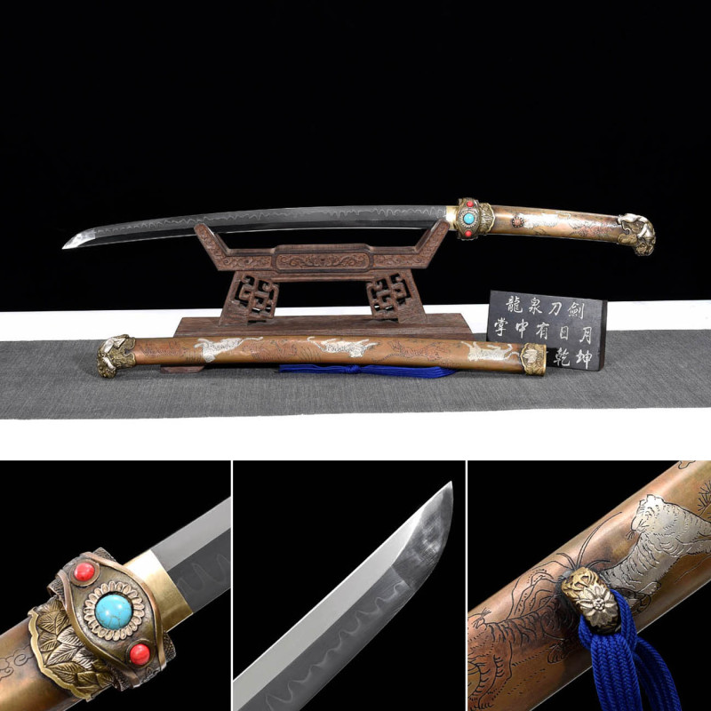 Handmade Lion Flame Tachi,Japanese samurai sword,Real Tachi,High-performance T10 steel,earth burning blade