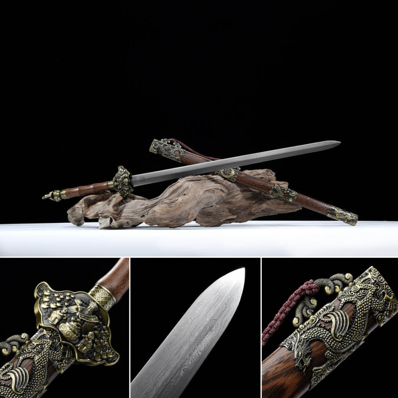 Handmade God of Wealth Sword,Real Sword,Chinese sword,Hundred Steelmaking Pattern Steel