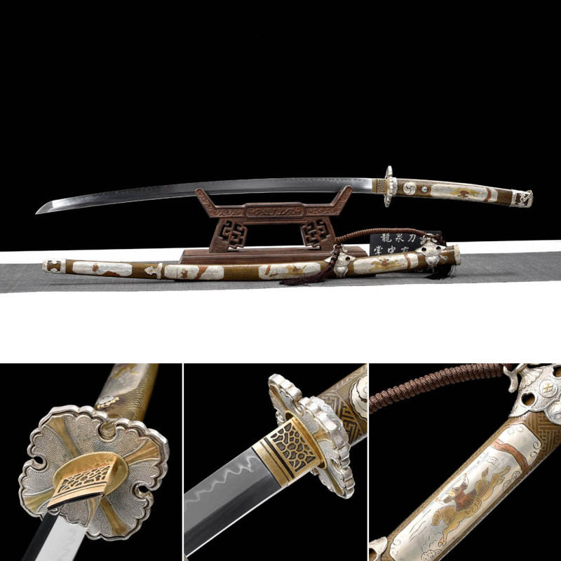 Handmade Engine Knight Tachi,Japanese samurai sword,Real Tachi,High-performance T10 steel,earth burning blade