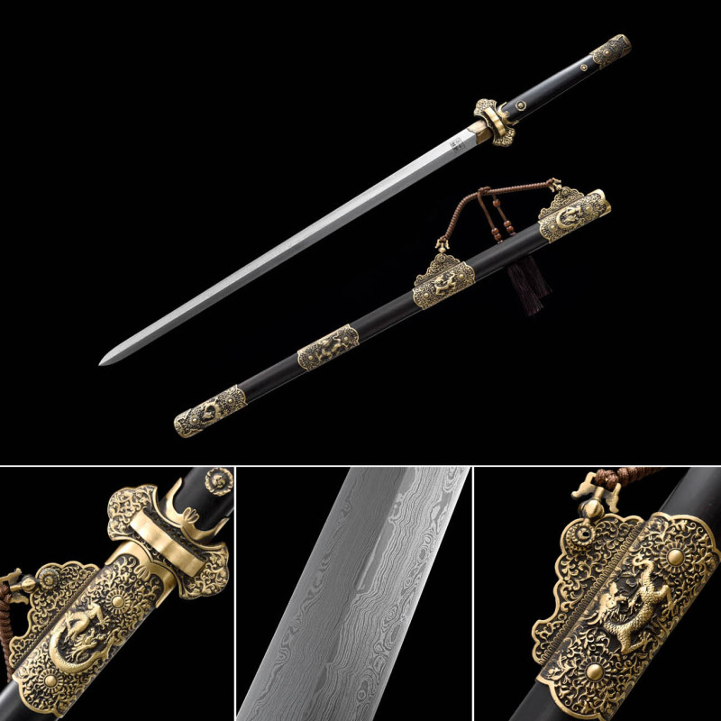 Handmade Red Dragon Tang Sword,Real Tang Sword,Chinese sword,High Performance Hundred Steelmaking Pattern Steel