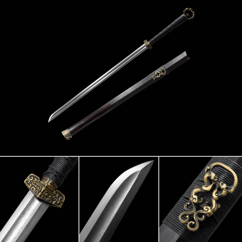 Handmade Ring First Knifed,Real Sword,Chinese sword,High Performance Hundred Steelmaking Pattern Steel