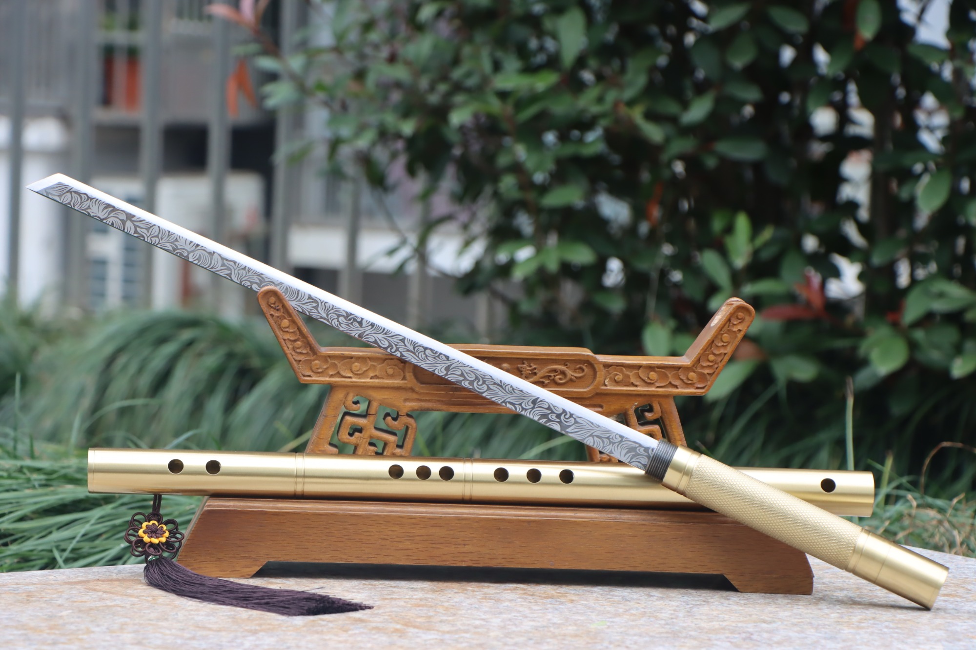 Handmade Flute Sword,Brass Flute Knife,Chinese sword,Highperformance manganese steel
