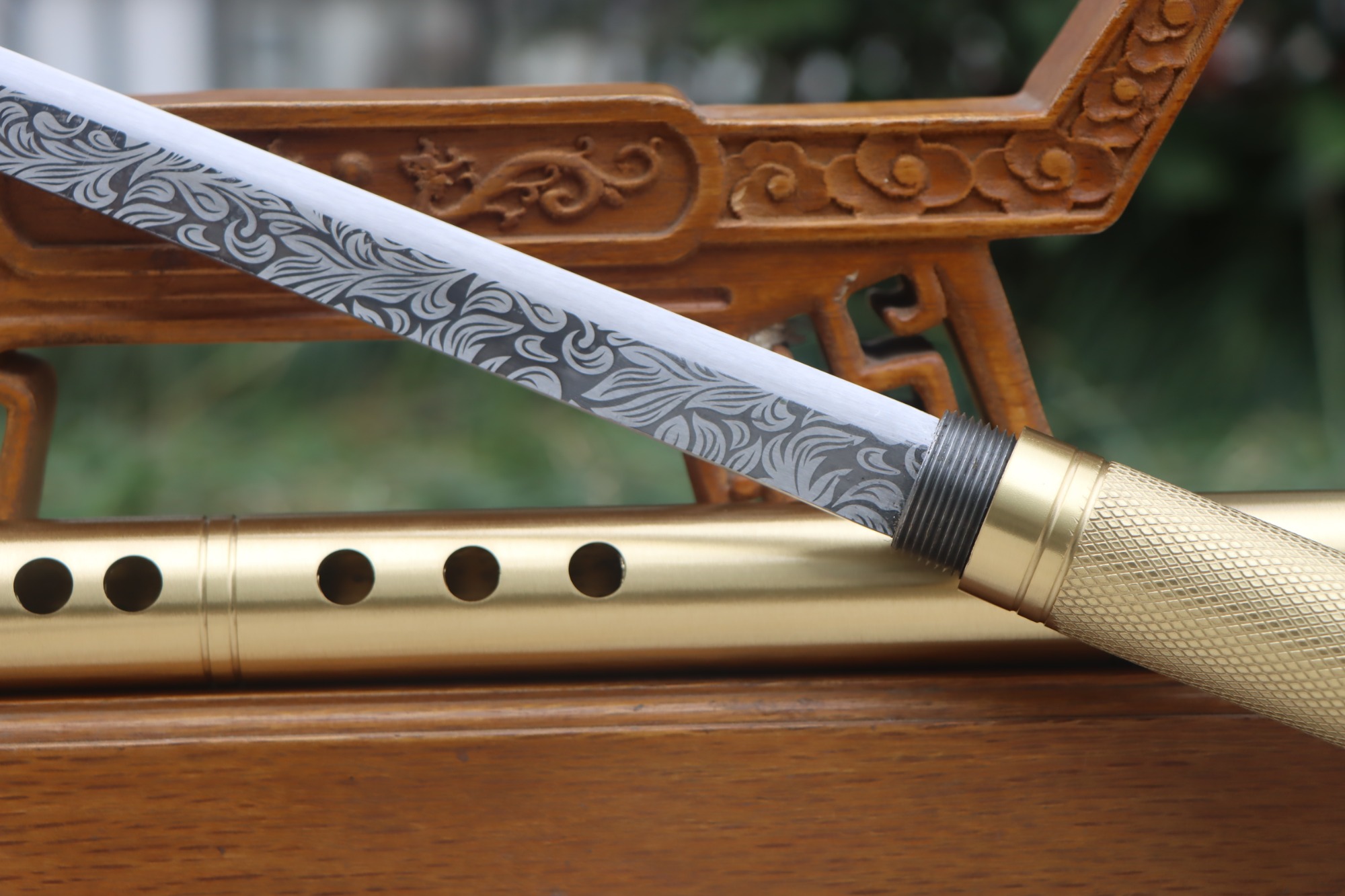 Handmade Flute Sword,Brass Flute Knife,Chinese sword,Highperformance