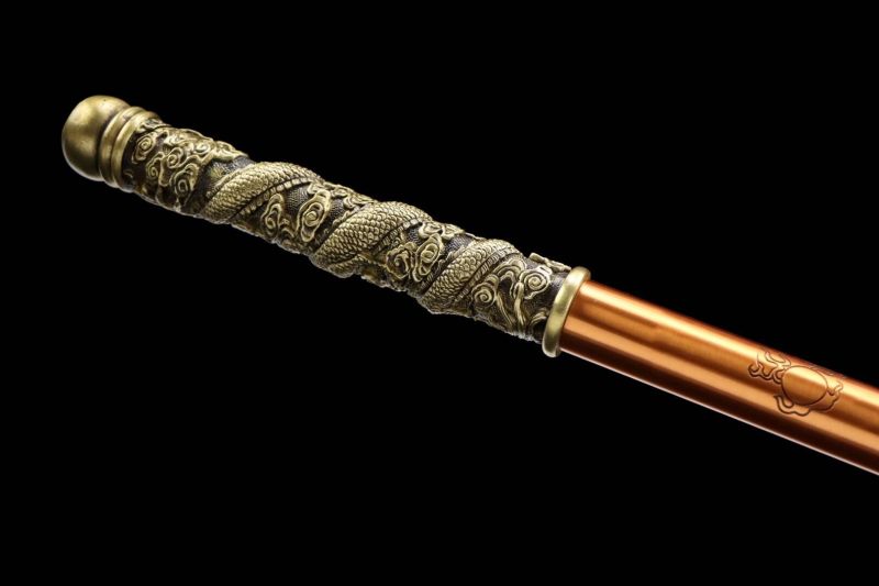 Golden Cudgel,Handmade Weapon,Monkey King Bar,Red copper carved dragon