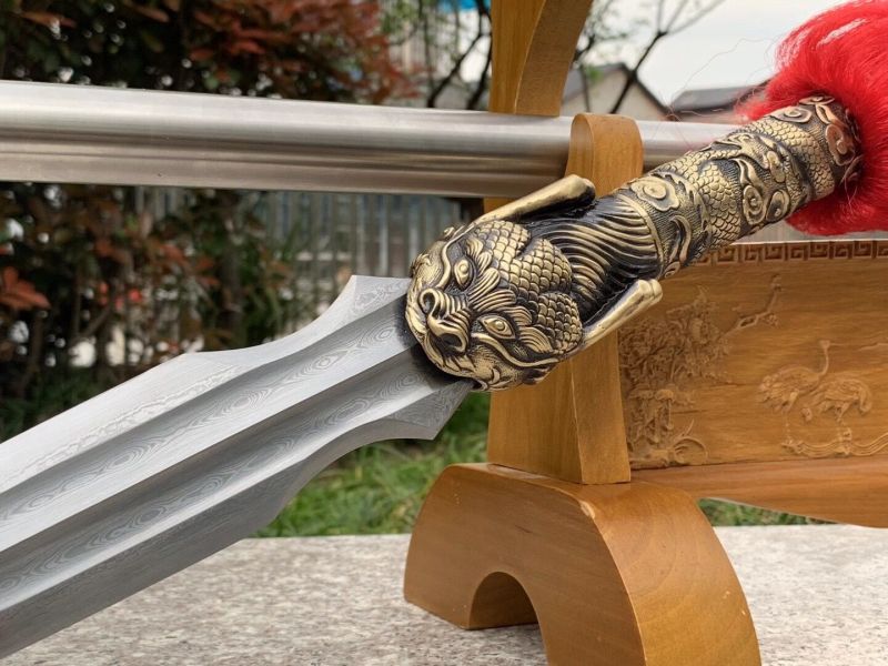 Dragon Howl Spear,Handmade Weapon,Dragon Roar Spear,Hundred Steelmaking Pattern Steel