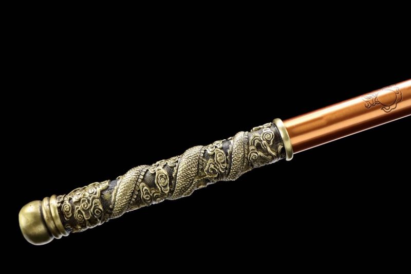 Golden Cudgel,Handmade Weapon,Monkey King Bar,Red copper carved dragon