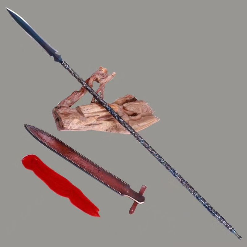 One-piece overlord spear,Handmade Weapon,Hundred steelmaking pattern steel