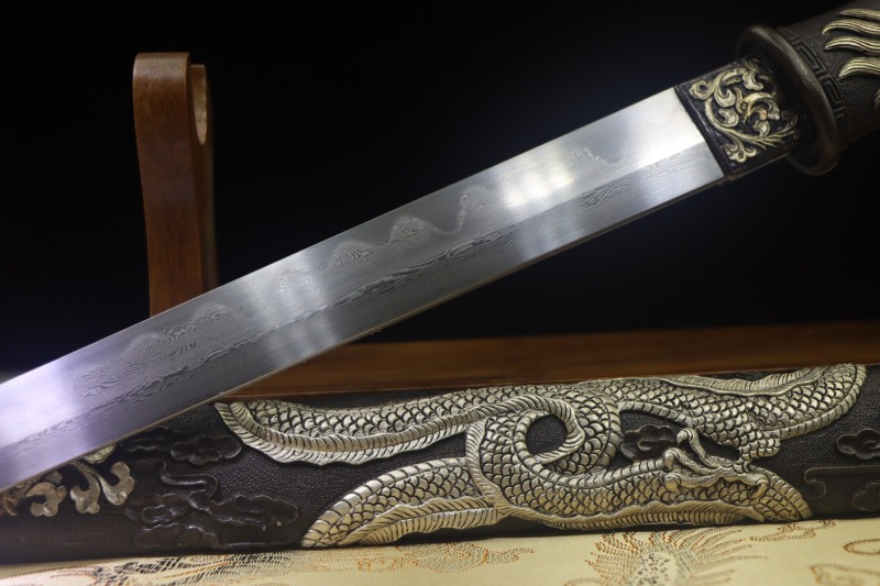 Handmade Nine-Dragons Tang Knife,Real Sword,Chinese sword,Hundred Steelmaking Pattern Steel