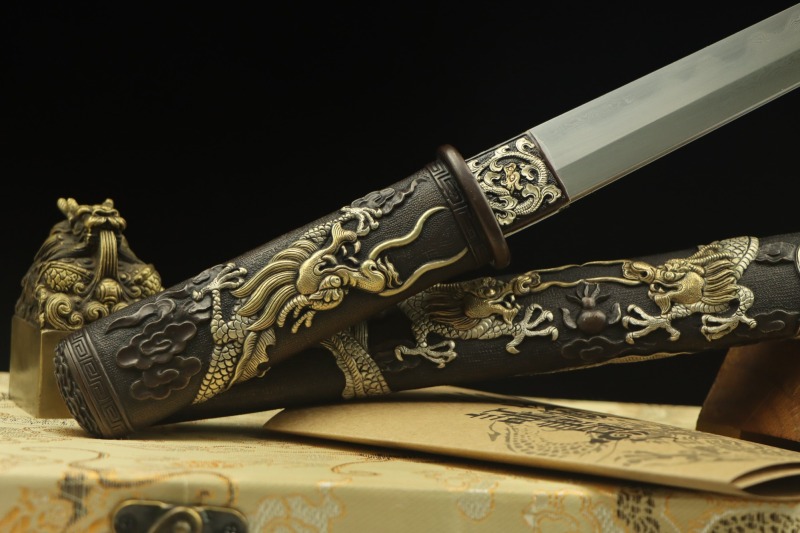 Handmade Nine-Dragons Tang Knife,Real Sword,Chinese sword,Hundred Steelmaking Pattern Steel