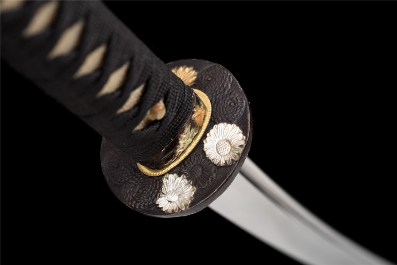 Folding Pattern Steel  Clay Tempered With Hamon Real Half-Wound Rattan Katana Handmade Japanese Samurai Sword Full Tang